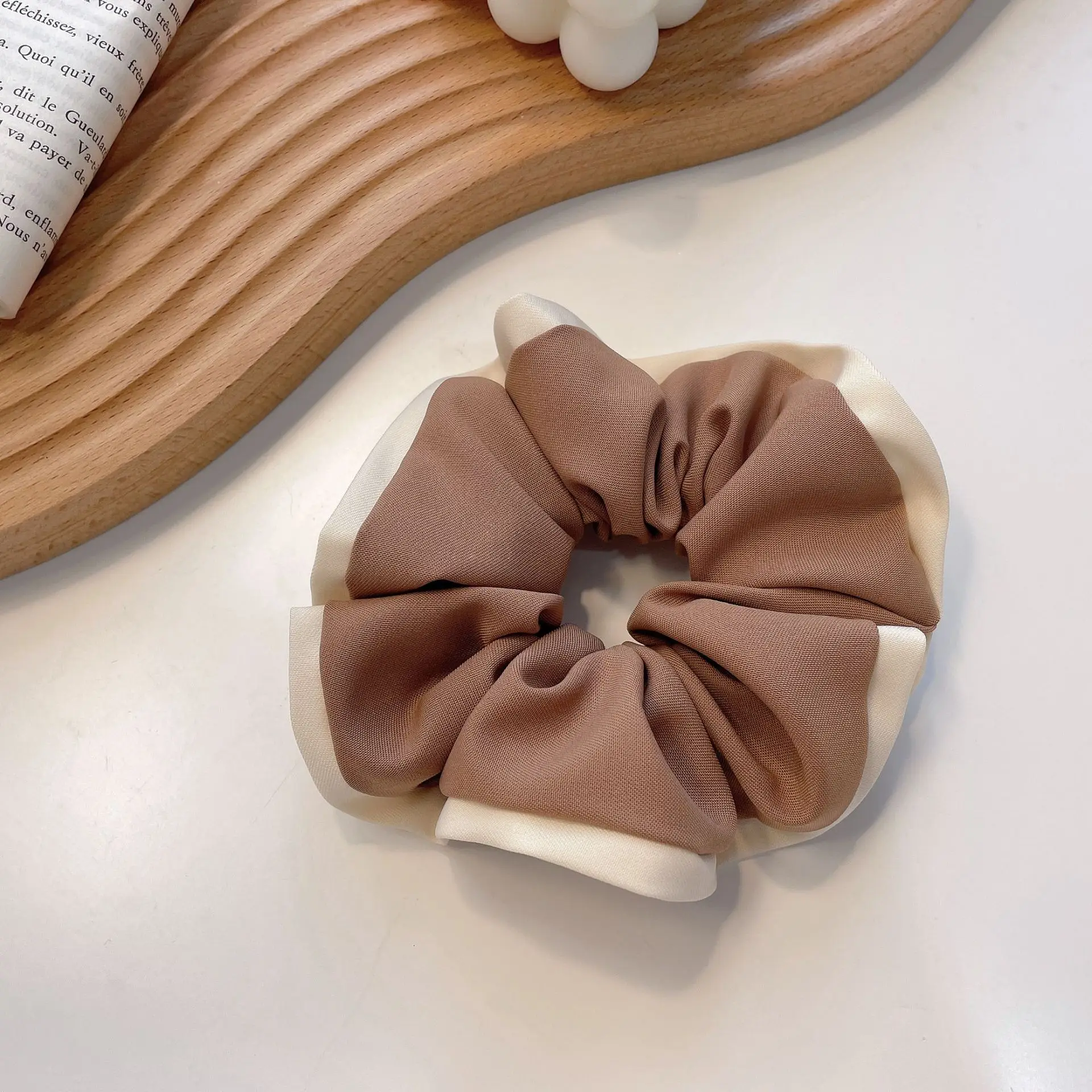 Korean style coffee color edging large intestine ring hair hoop cute girl pony tail holder scrunchies accessories