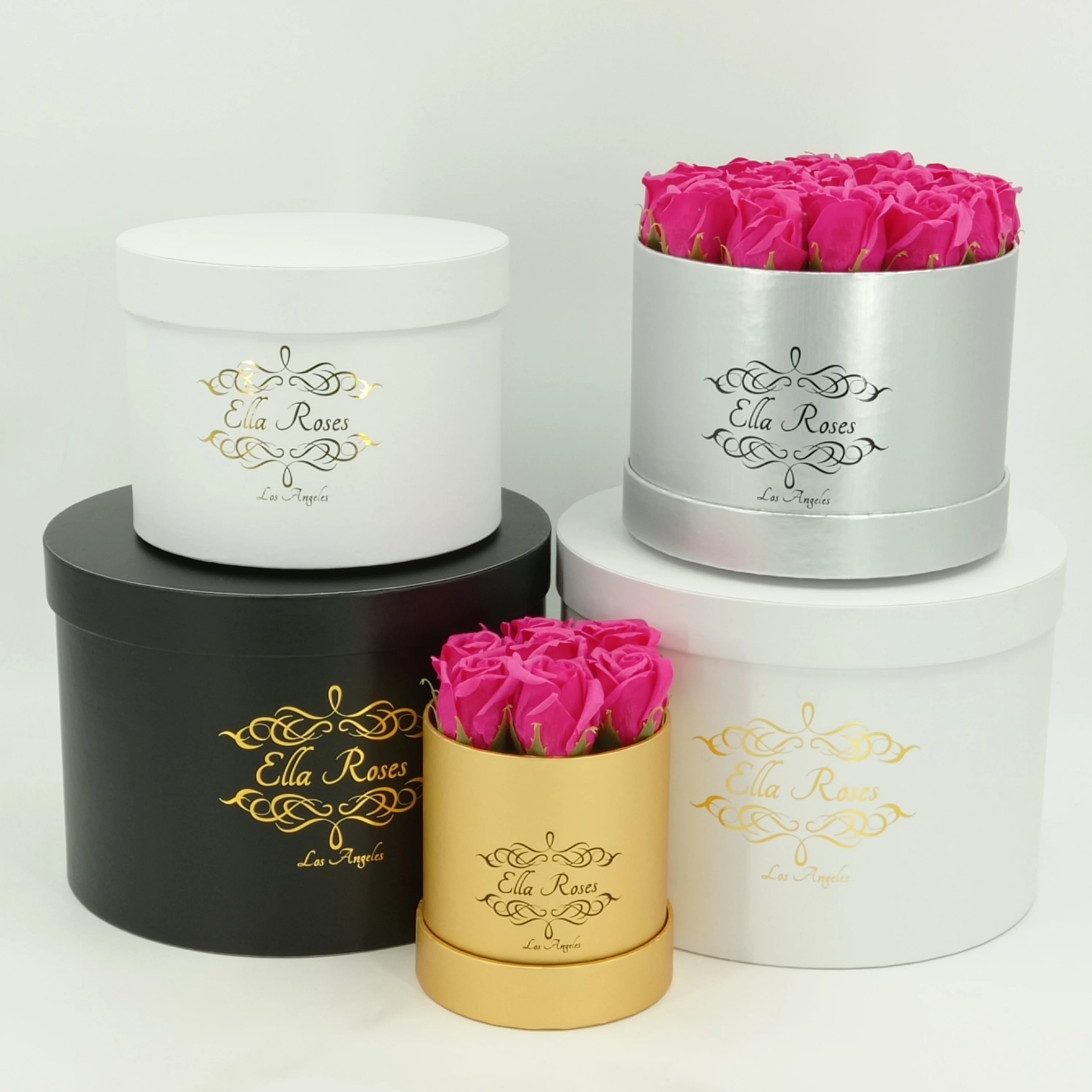 Custom logo paper gift round box Dad Mum flower florist box packaging ,cajas para flores