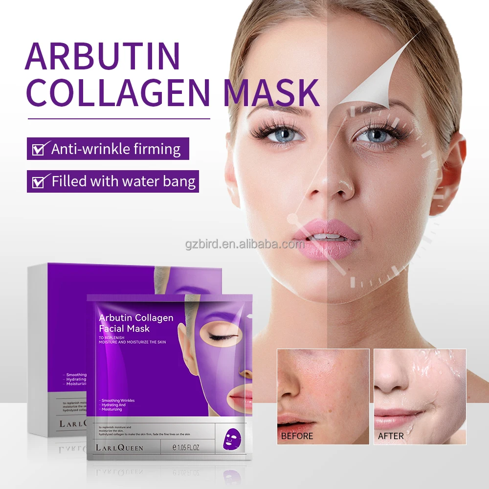 OEM Customized Natural Plant Extract Arbutin Facial Mask Filled with Collagen Wrinkle Removing and Moisturizing