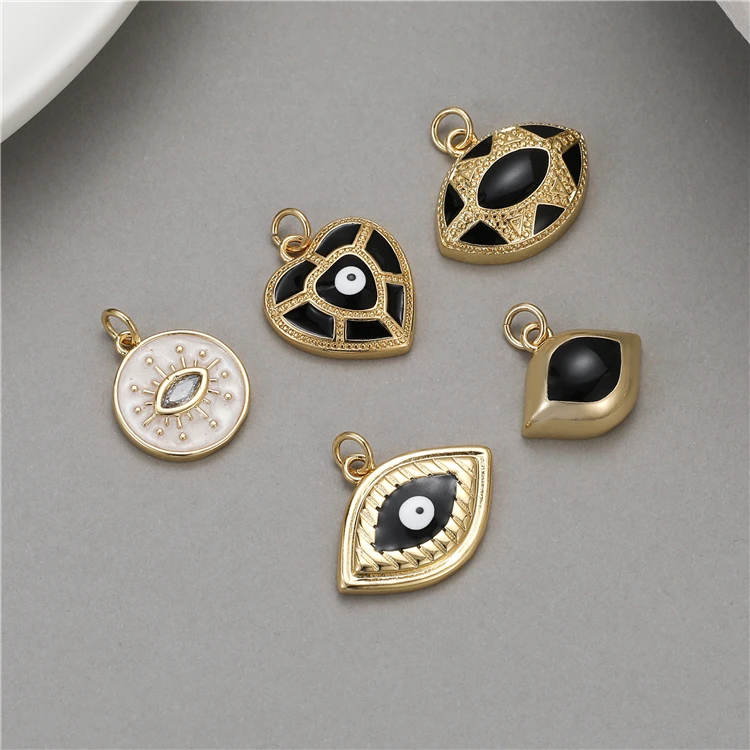 New Fashion Wholesale Jewelry Enamel 14K Gold Plated Evil Eye Pendants charms