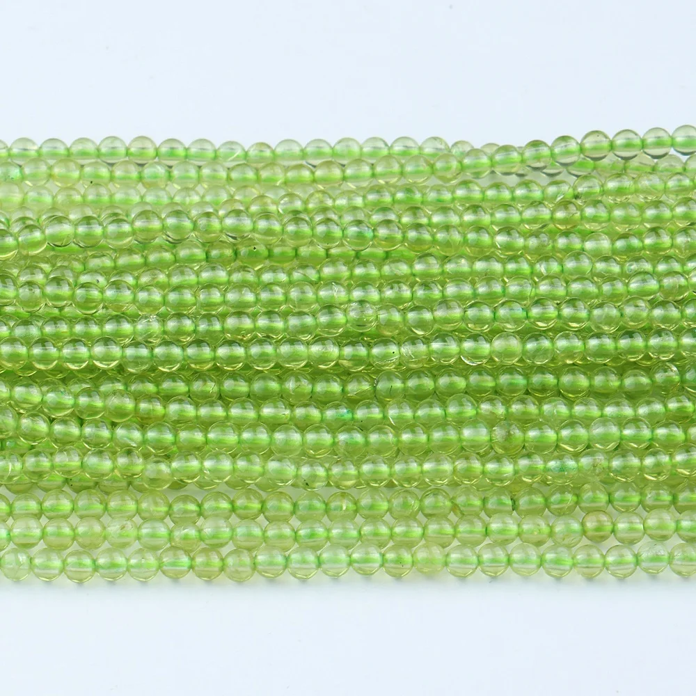 JSES Natural A+ Peridot 3mm Loose Stone Beads for Jewelry Making DIY Wholesale Gemstones Crystal Agate Jade Jasper Loose Beads