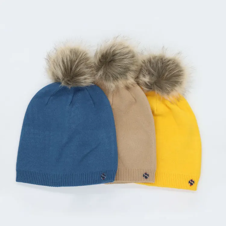 2021 мягкие шерстяные вязаные шапки Молодежные с двойным помпоном женские зимние шапки