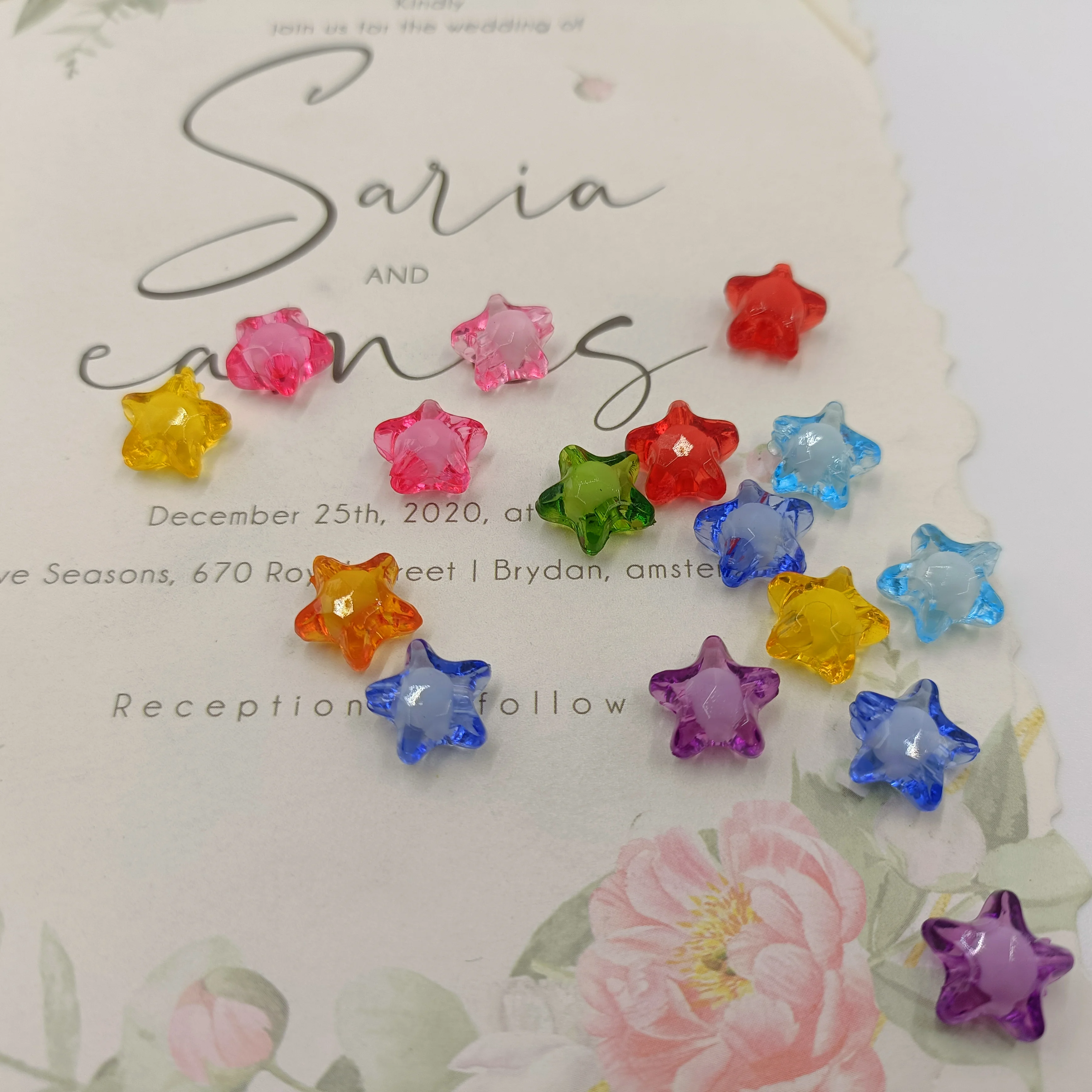 Hot Sale Acrylic Children Puzzle Toy Craft Accessories 12mm Star Shape Clear Decoration Bracelets Necklaces Bead Inside Bead