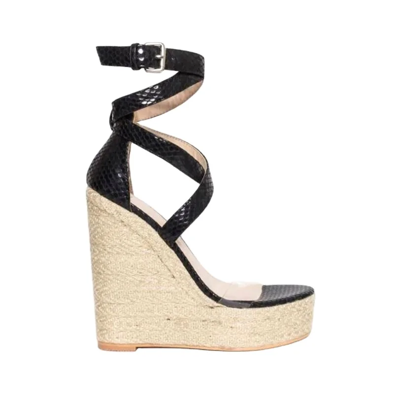 2020 Quality design wedges women Sandals wholesale ladies wedge shoes snakeskin transparent sandals sichuan handmade sandals