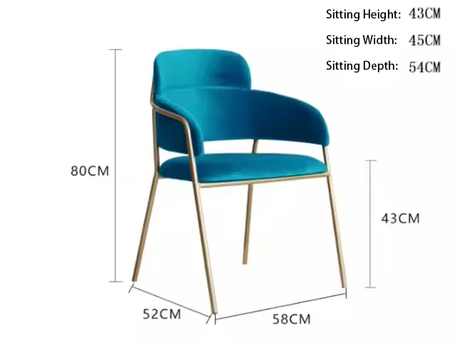 Metal Silver Legs Elegant Soft Armchair Nordic Living Room Restaurant Arm Chair 4 Set Beige blue Fabric Velvet Modern Dining