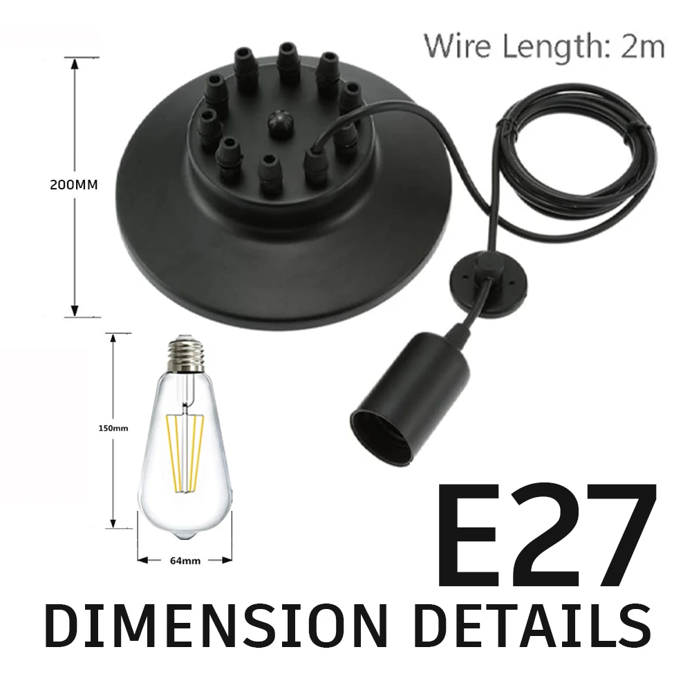 3/6/8/12 Leds Retro Chandelier Vintage Light E27 85-265V 4W ST64 Bulb Pendent Light Lampara Cafe Dining Office Bar Decoration