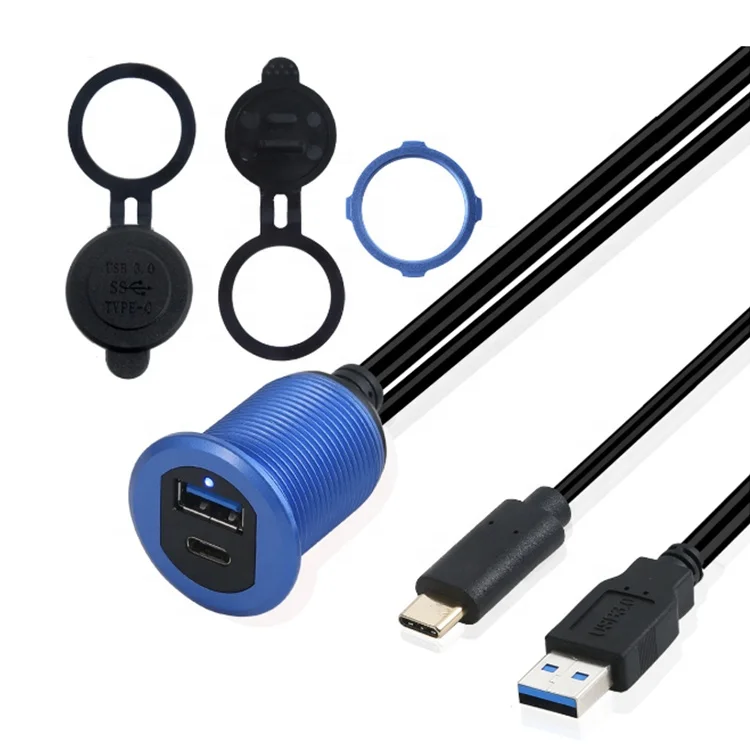 Тип C3.1 и USB 3 0 мужского женского пола AUX автомобильное крепление для скрытого кабель Водонепроницаемый удлинитель со светодиодной подсветкой автомобилей Грузовик Лодка Мотоцикл приборной