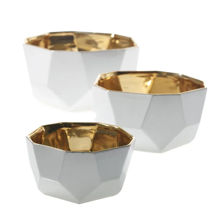 Wholesale Luxury Diamond Golden Design Ceramic Empty Candle Jar Candle Vessel