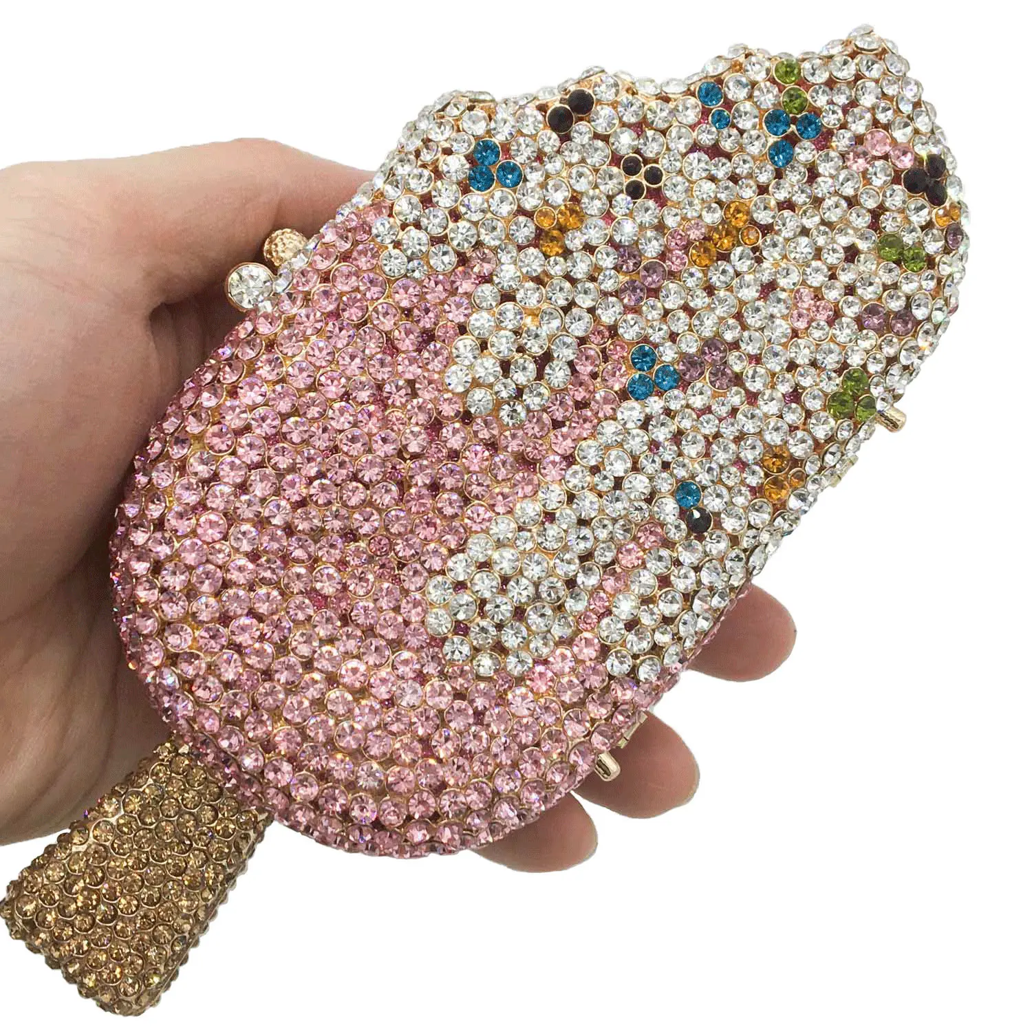 2021 women wedding bridal bling diamond party skull handbag hand rhinestone ice cream clutch popcorn gun purse evening bags