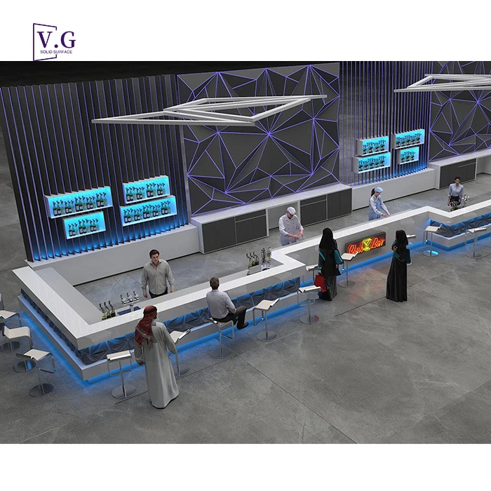 luxury bar interior design custom white Arab style high-end hookah shisha bar bar counter