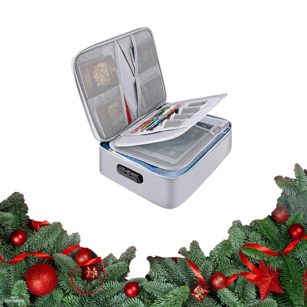 Hot Selling 36*27*10 CM Safe Secure Money Filing Document Organizer Bag Fireproof Waterproof with Lock Made from Fiberglass