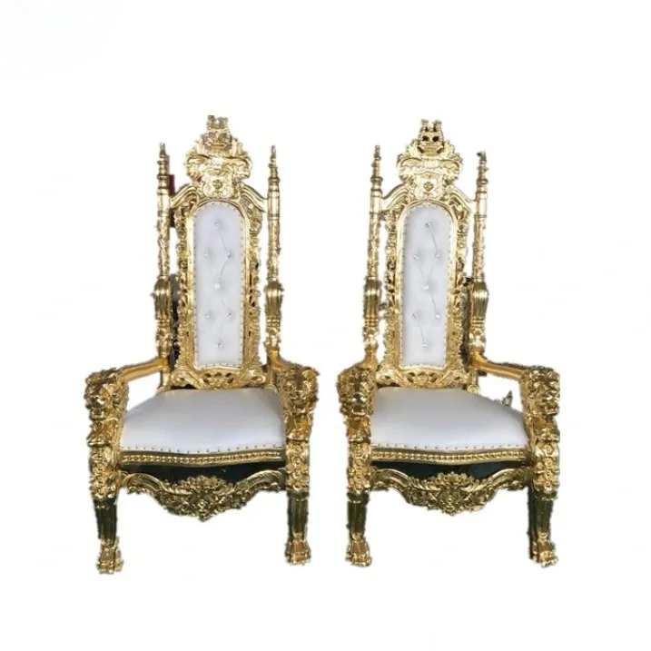 Royal Furniture Gold Metal Design King Throne Sofa Chair for Living Room Apartment Hospital Villa Event or Bar Use