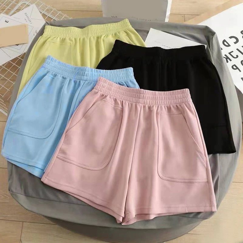 FS720 2024 Summer Casual Sports Shorts For Women Loose Hot Pants Literary Wide Leg Pants Bottoms Solid Color Gym Yoga Shorts