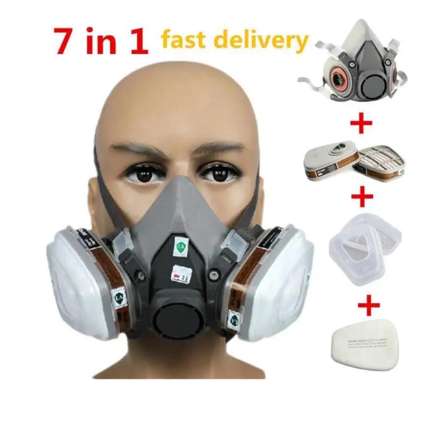 Wholesale high quality 7-piece set Protection Safety Easy to Clean 6200 half Face mask spray paint special dust mask