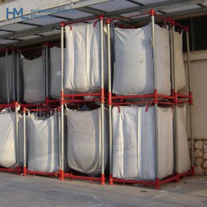 Warehouse heavy duty foldable forklift guaide metal vertical metal stacking steel big bag storage rack