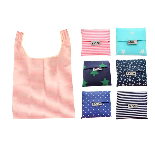 
Eco friendly polyester reusable foldable shopping bag with pouch 