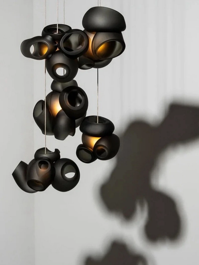 New Designer postmodern rose chandelier black and white combination art chandelier hotel lobby ballroom engineering light