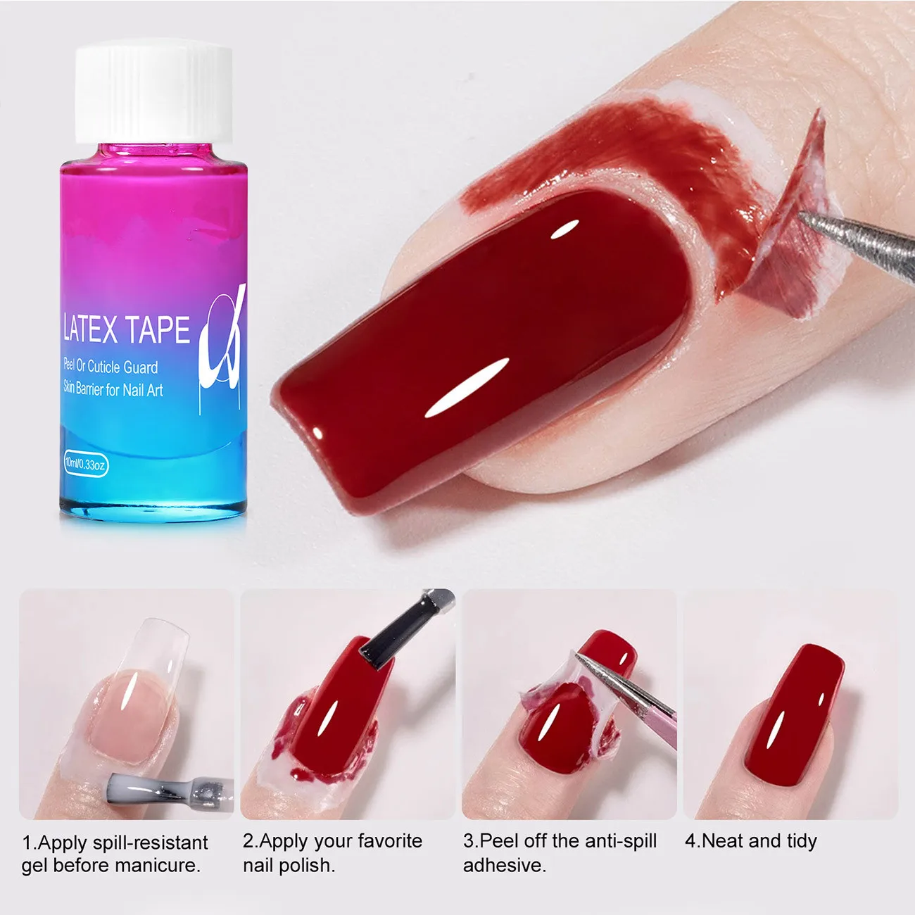 10ml Liquid Latex Nails Anti-Overflow Peel-Off Tape Glue Edge UV Gel Skin Manicure Care Polish Art