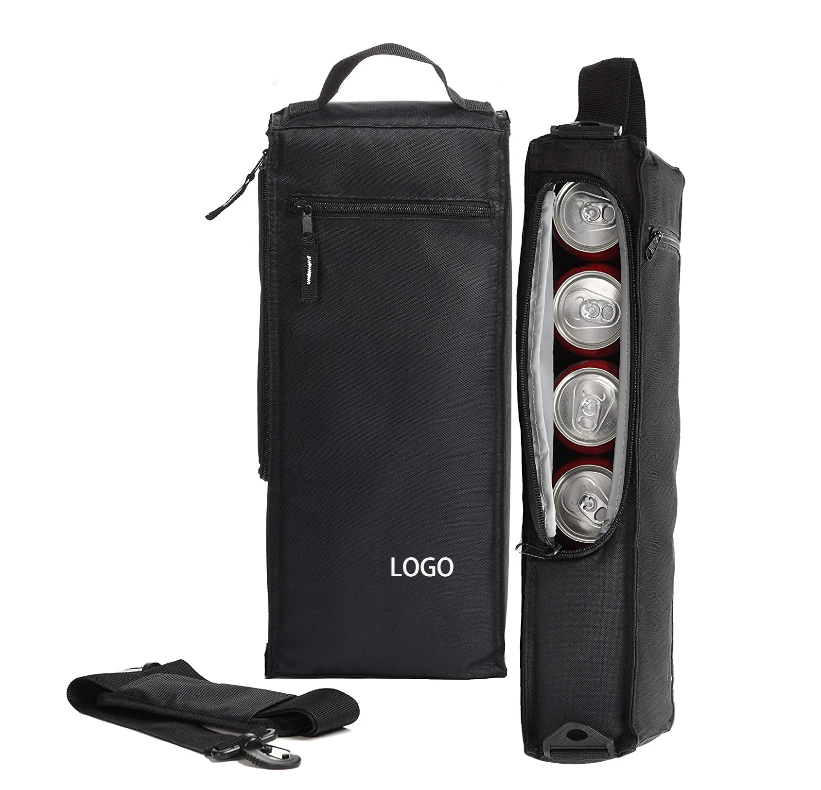 wholesale custom logo Golf Cooler Bag Soft Sided Insulated wine Cooler Holds a 6 Pack of Cans or Two Wine Bottles (Black)
