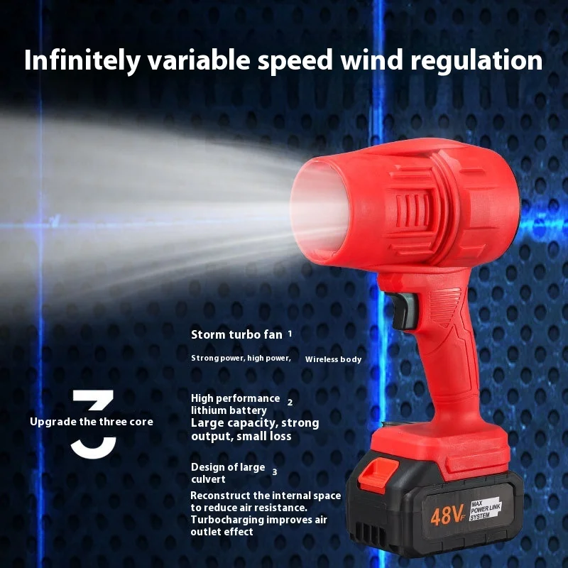 Portable High-Power Lithium Electric Turbine Fan Rechargeable Leaf Dust Collector Anti-Fall Pressure Resistance Blower DIY