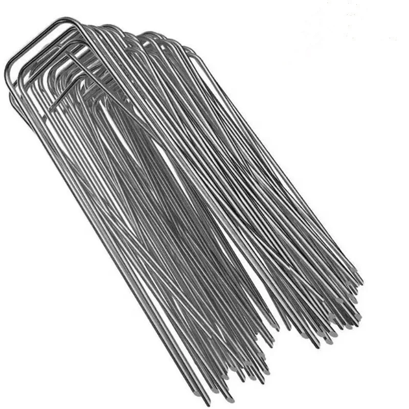 11 Gauge Flat Top U Shaped Pins Stakes Pegs Sod Staple Garden Landscape Steel