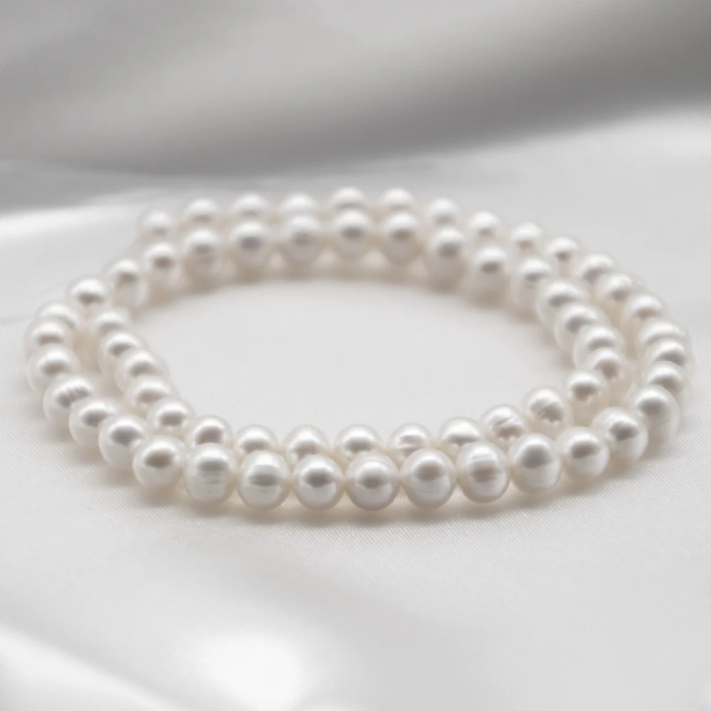 Лидер продаж, струна из натурального пресноводного жемчуга, 7-8 мм, белая, 1A