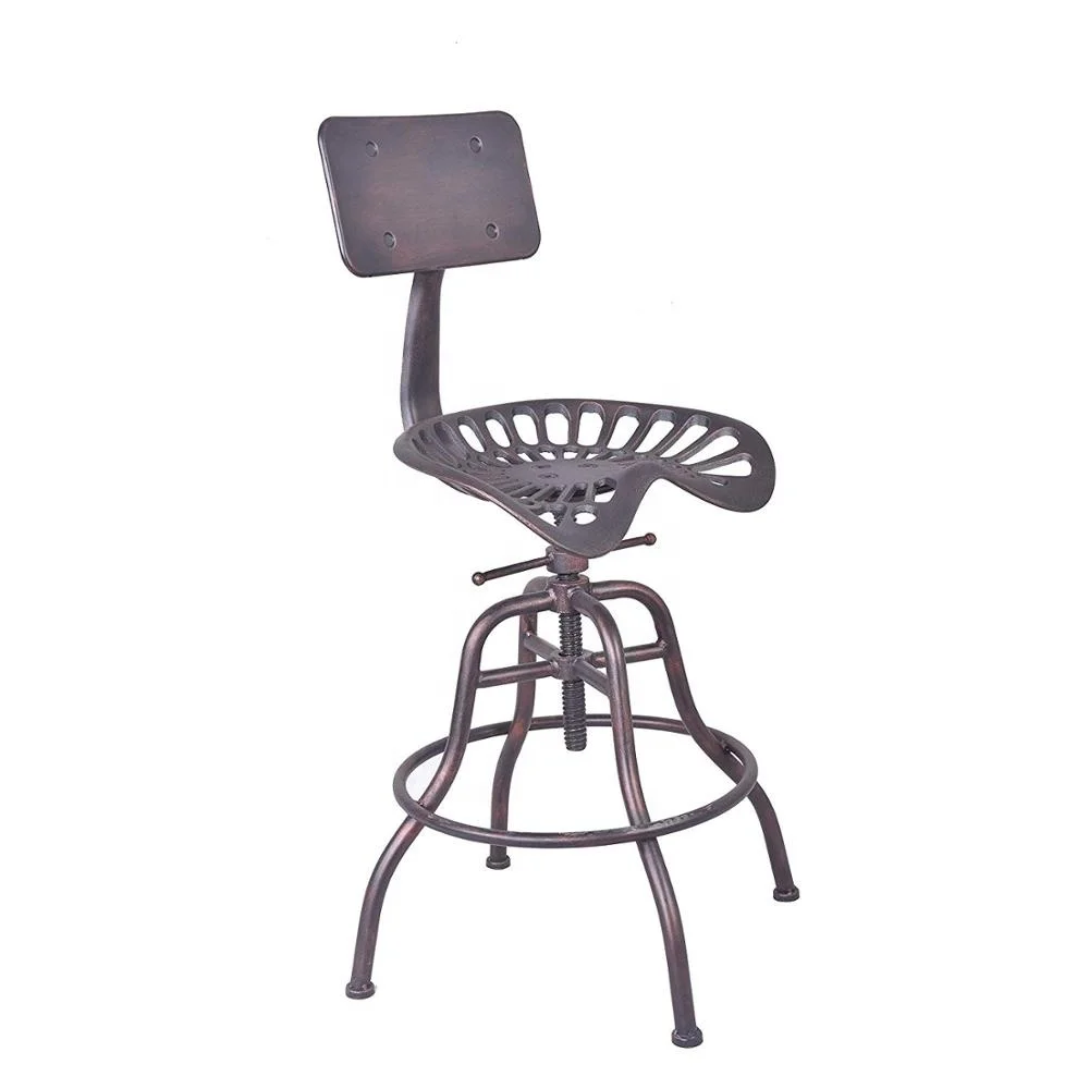 Industrial tractor seat bar stool  iron bar stool with back rest bar chair