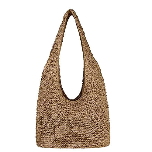 Straw Handbags Women Handwoven Round Straw Bags Natural Chic Hand Large Summer Beach Tote Shoulder Bag