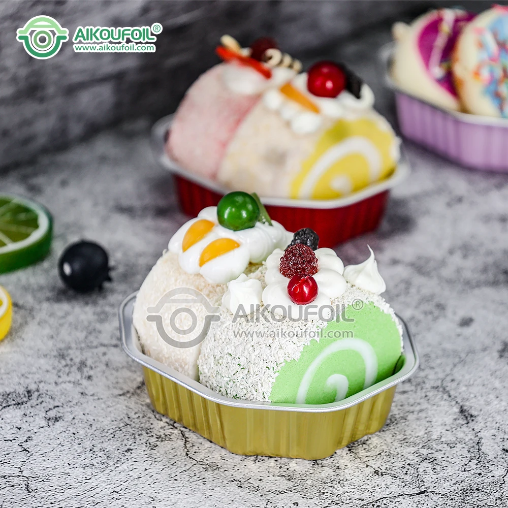 Gold foil cake tray disposable loaf tins accessories Aluminum baking mold loaf bread baking pan foil cake cup