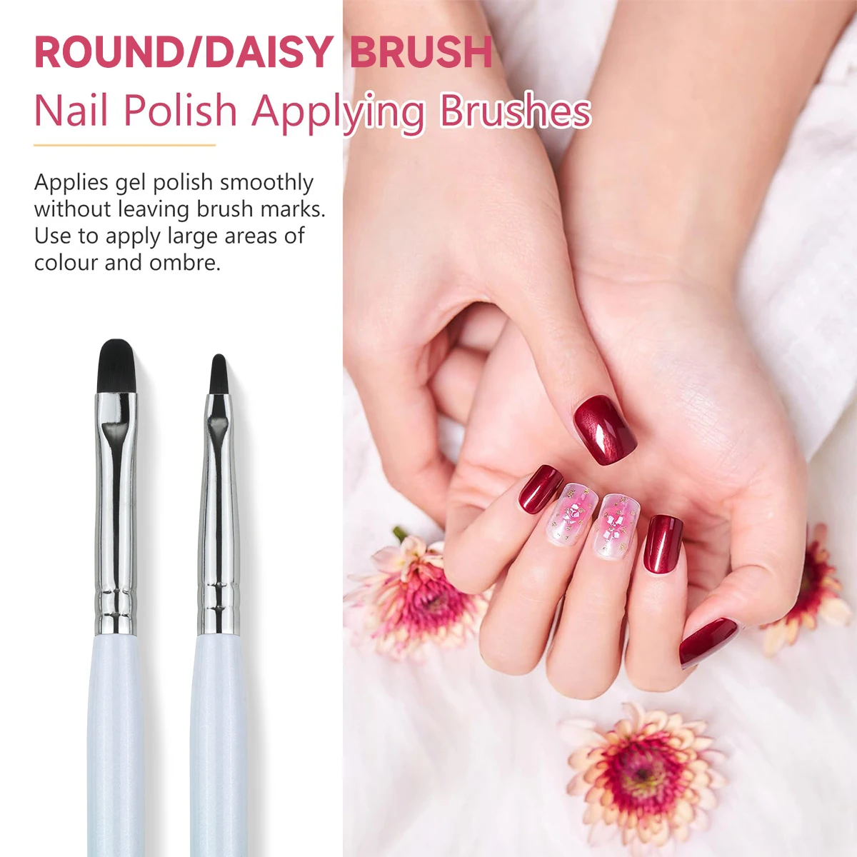 Hechunzi New Design Calabash Shape Acrylic Handle Green-white Gradient 7pcs/set Oval Flat Gel Liner Nail Art Brushes