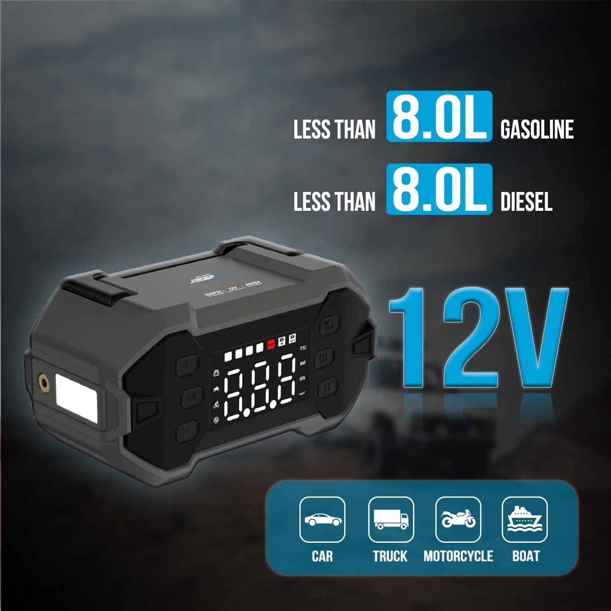 Green Keeper Manufactory Wholesale Pump Inflator 150PSI Air Compressor Jump Starter With USB Quick Charge