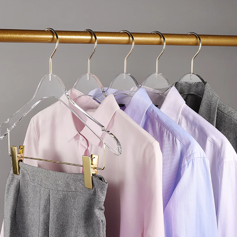 Clothing store acrylic display hanger wedding dress light luxury transparent crystal integrated garment clip fixed printing logo