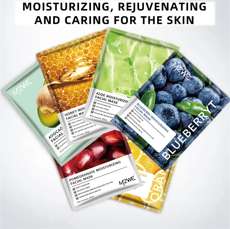Oem/Odm  Organic Vitamin C Whitening Moisturizing Sheet Fruit Beauty Face Mask Paper Sheet Skin Care Facial Mask