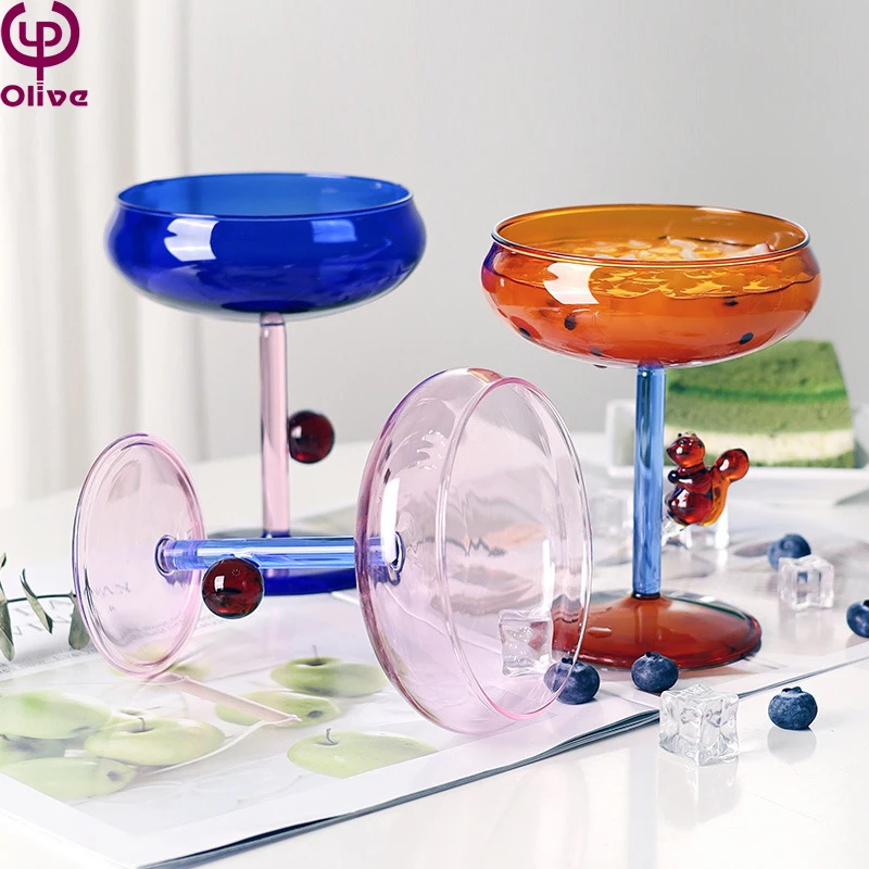 Light luxury unique novelty  highball colored fish bowl cocktail glasses