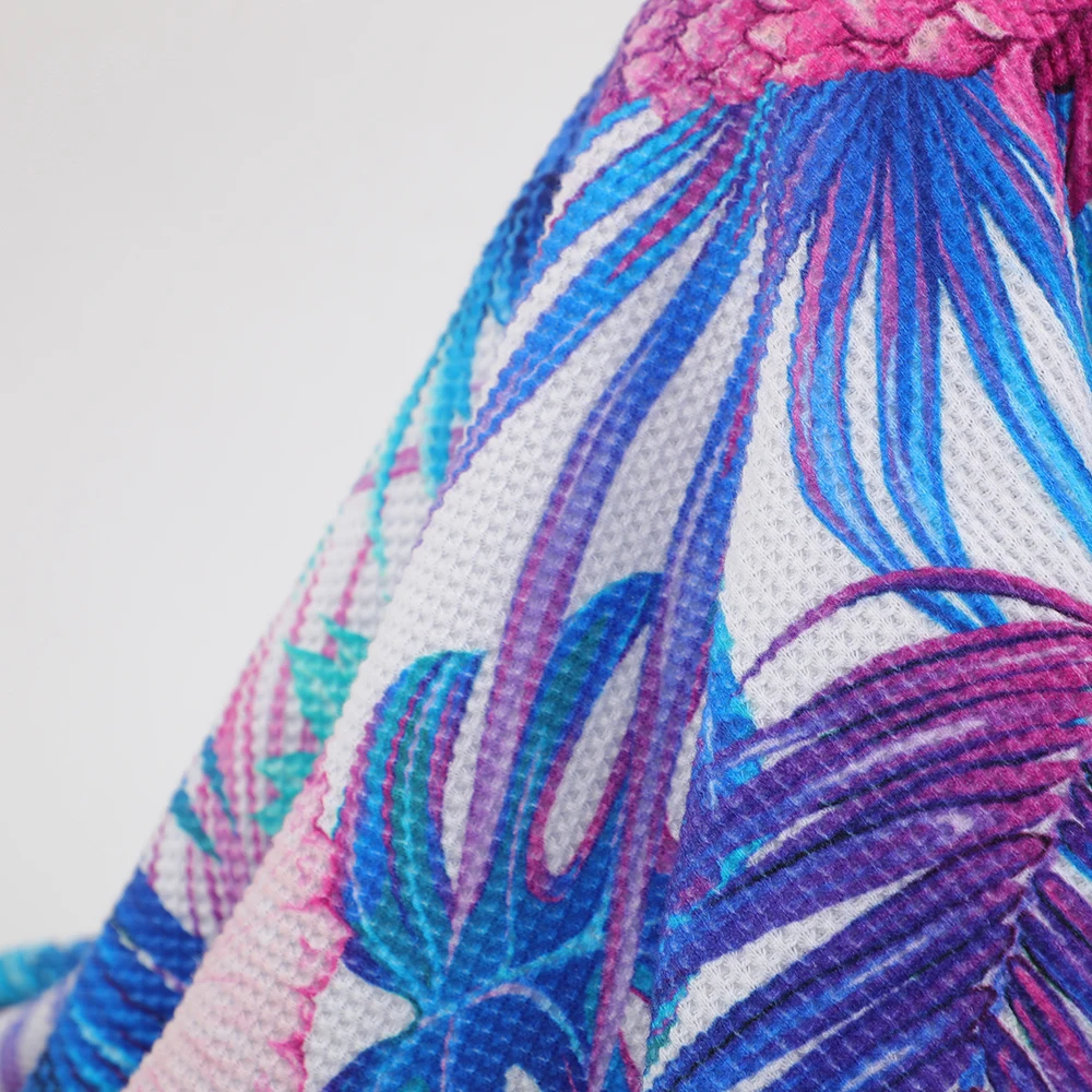 Новое поступление, цифровая печать, 95% хлопчатобумажная 5%, лайкра, печать на заказ, трикотажная хлопчатобумажная ткань с принтом вафель, 280 г/м2