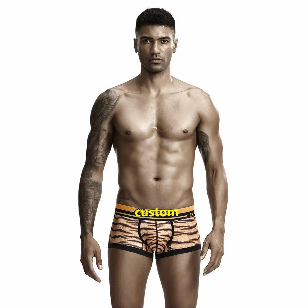 New sexy striped boxers mid-waist seamless side seam comfortable breathable U-shaped bag custom color logo