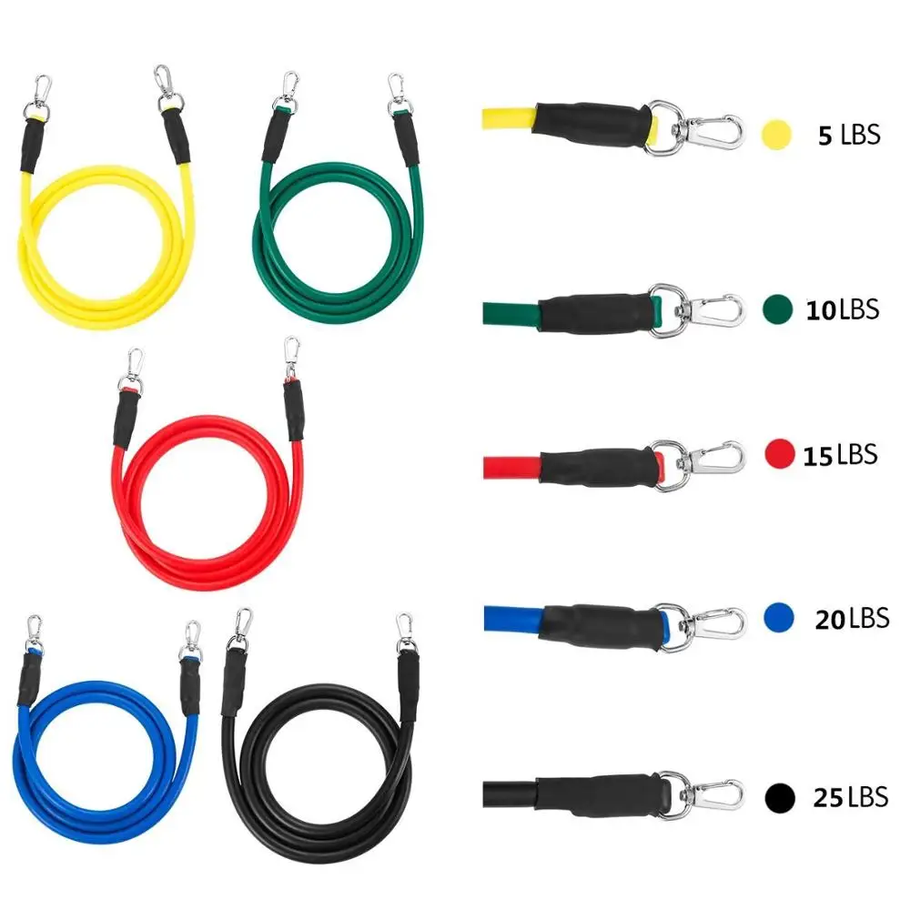 Natural Latex Wholesale 11 pcs Resistance Tube Set Exerice Band for Body pull up