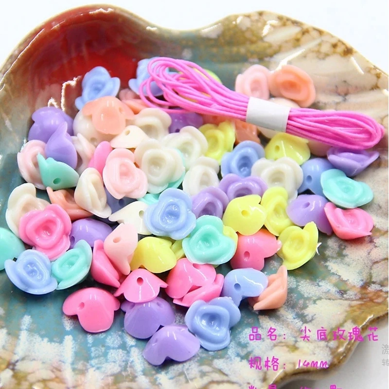 Factory Plastic Beads Acrylic Big Hole Pony Beads set DIY Kit 35 grams a pack with cord