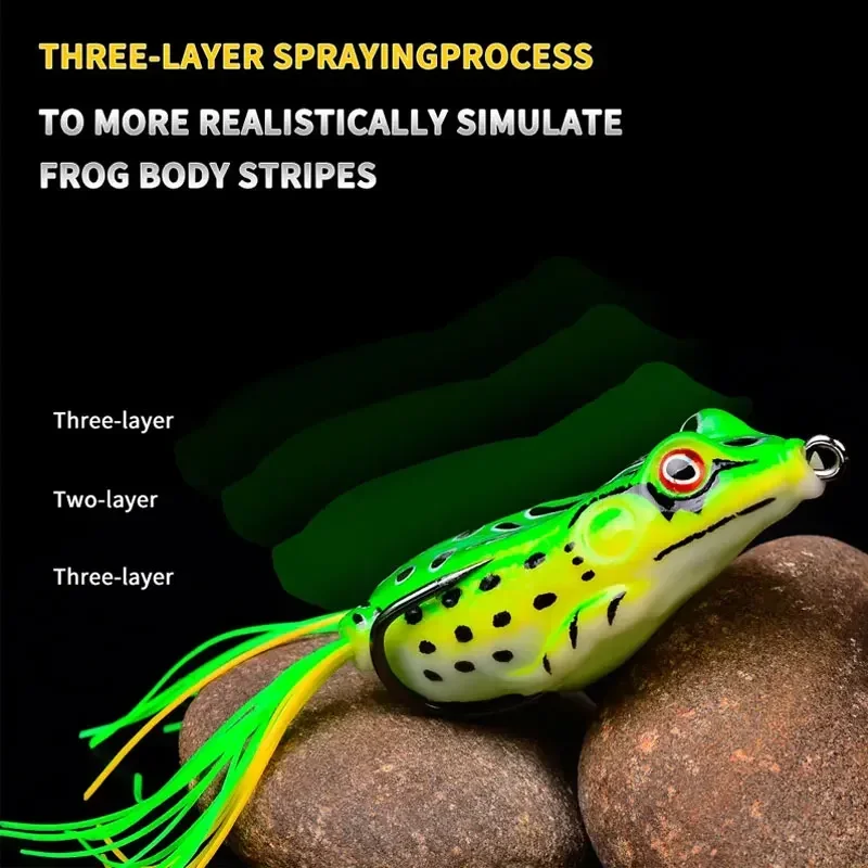 5pcs 5g 8g 12g Frog Lure Soft Tube Bait Plastic Fishing Lure with Fishing Hooks Topwater Ray Frog Artificial 3D Eyes Crankbait