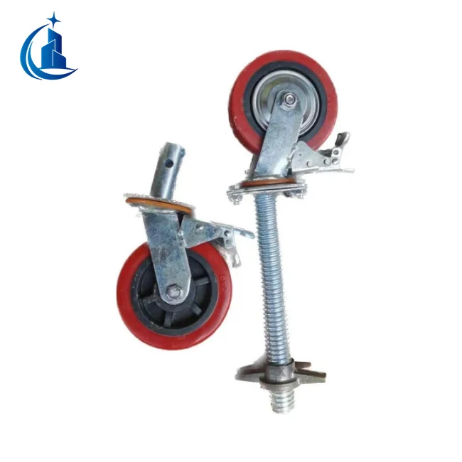 Heavy Duty Scaffolding Caster Wheel Jack Base With Dual Locking Swivel Scaffolding Wheels With Brake