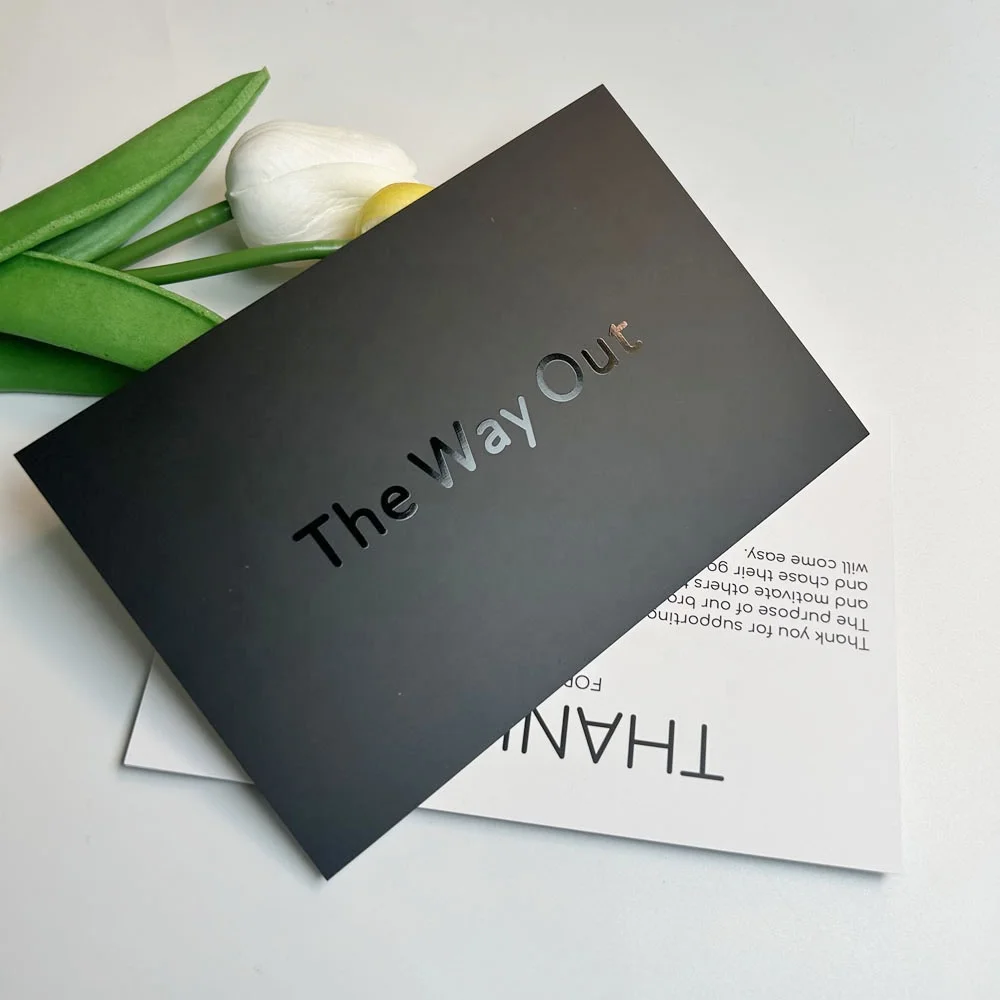 Custom Glossy Logo Black Paper card matte Jewelry Care Instructions Card Luxury Thank You Card Printing For Small Business