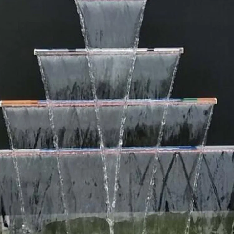 RGB Light Rectangular pool water waterfall Stainless Steel Swimming Pool Cascade Water Blade Led Acrylic Waterfall