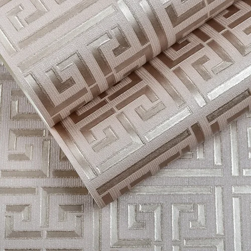  White Gold Greek Key Pattern Wallpaper Modern Geometric Metallic Vinyl Wall Paper Roll Teal Black Silver