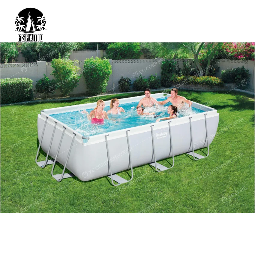 FSPATIO  Amazon hot sale  rectangular inflatable pools inflatables swimming outdoor above ground  metal frame swiming pool
