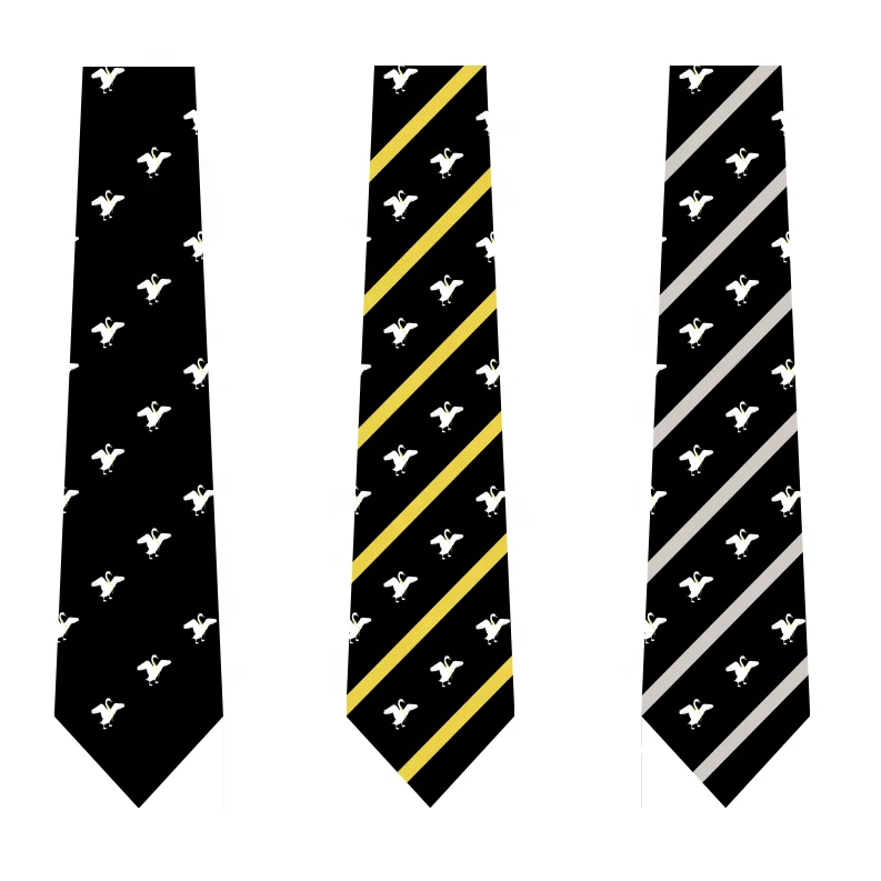 Профессиональный галстук на заказ с логотипом белого лебедя шелковые тканые жаккардовые мужские галстуки частной этикеткой