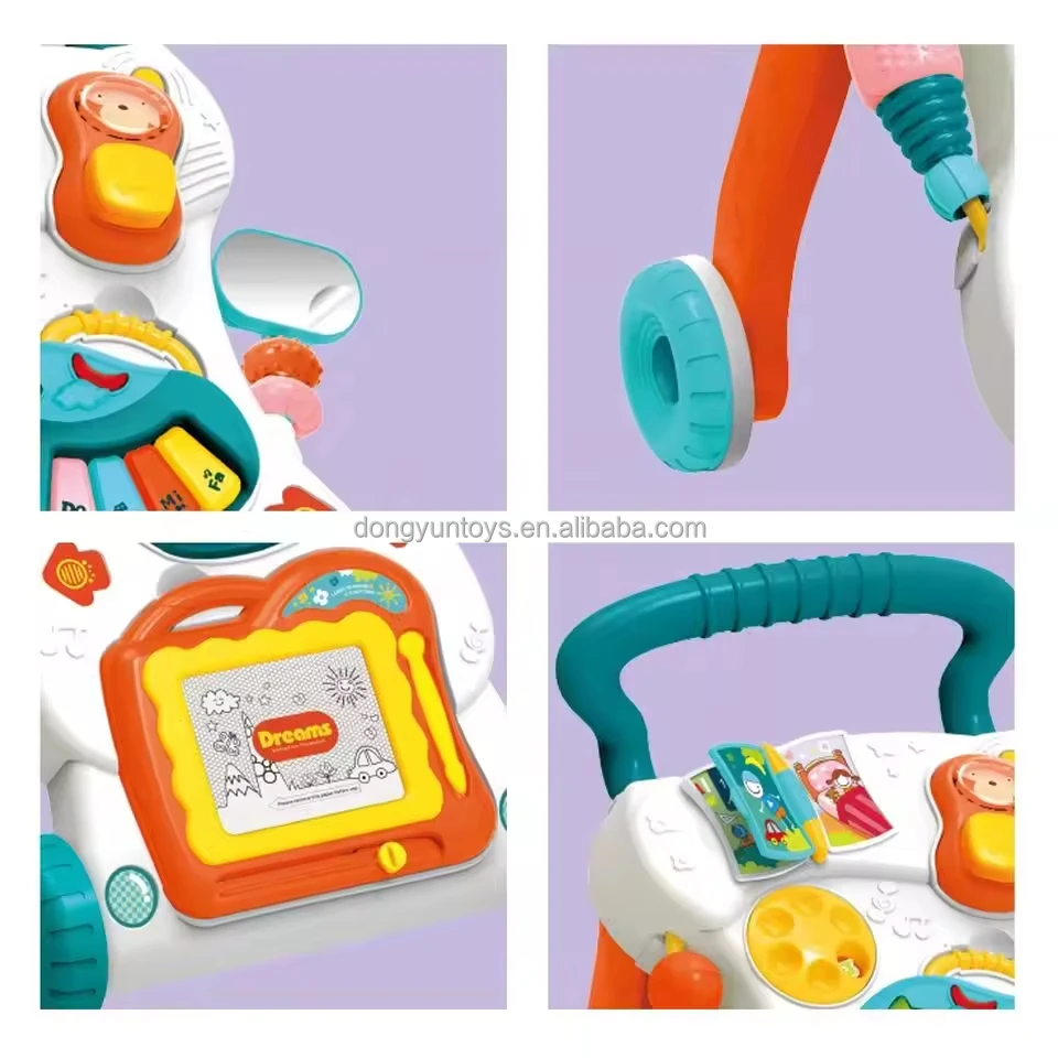 2 in 1 baby learning walker with light and music push trolley toys Gift for Toddlers multifunctional education baby walker