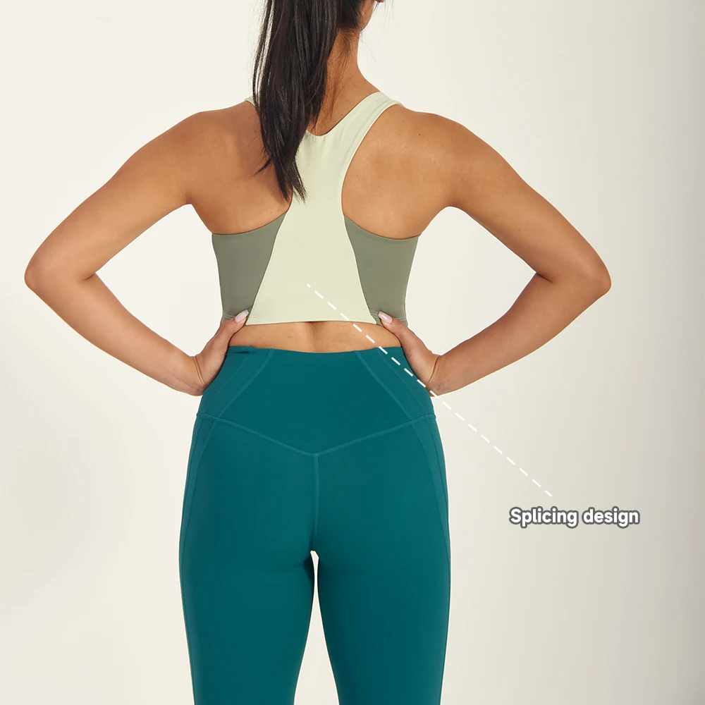 custom women Scoop Neck Sleeveless Crop Tank Top Fitted Casual Basic bra top gym activewear