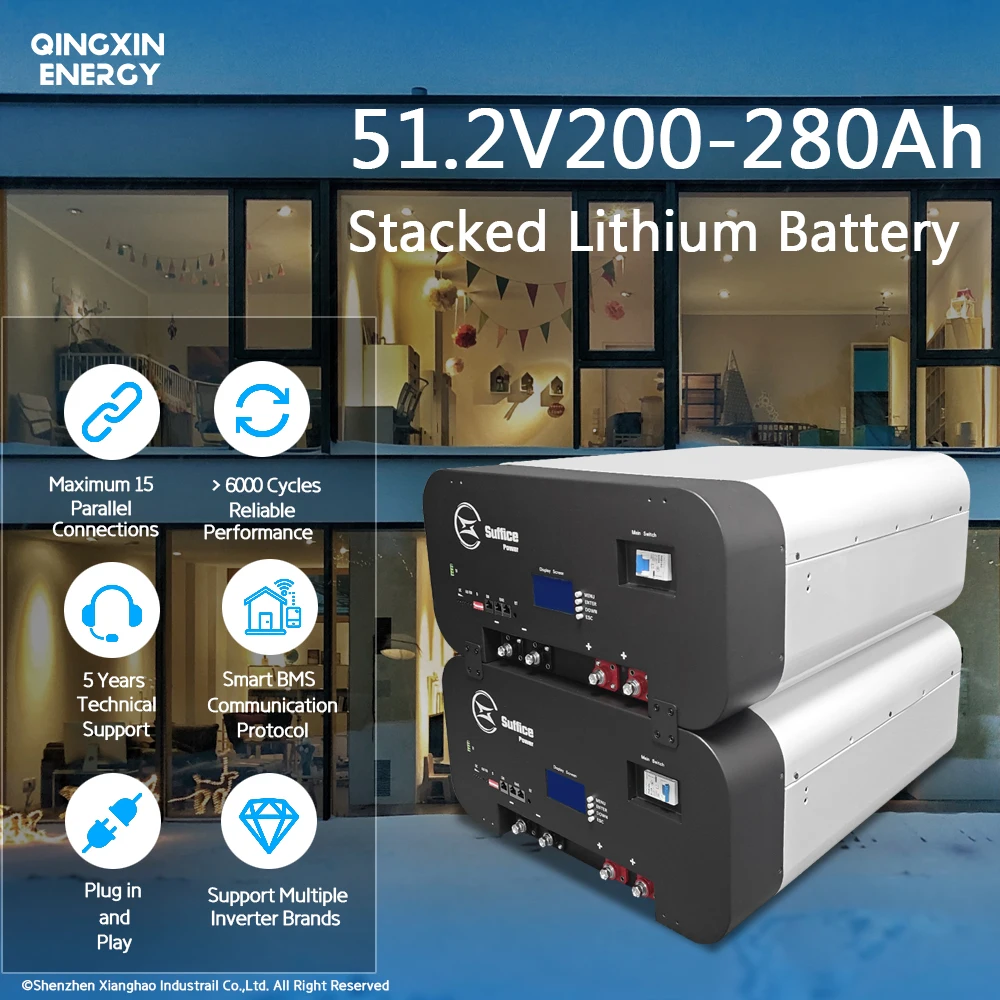 One Stop Stackable Energy Storage 51.2v 48v 200ah Lifepo4 Battery Pack Energy Storage Solar Batterie For Solar System