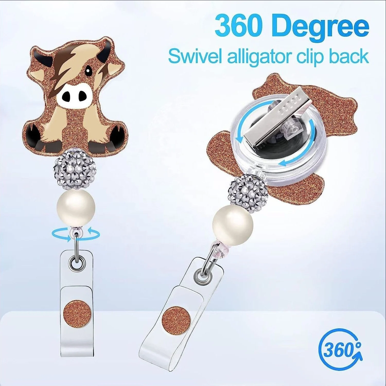 Funny Cow Nurse Accessories ID Badge Card Holder Retractable Badge Reel Badge Holder with Swivel Clip