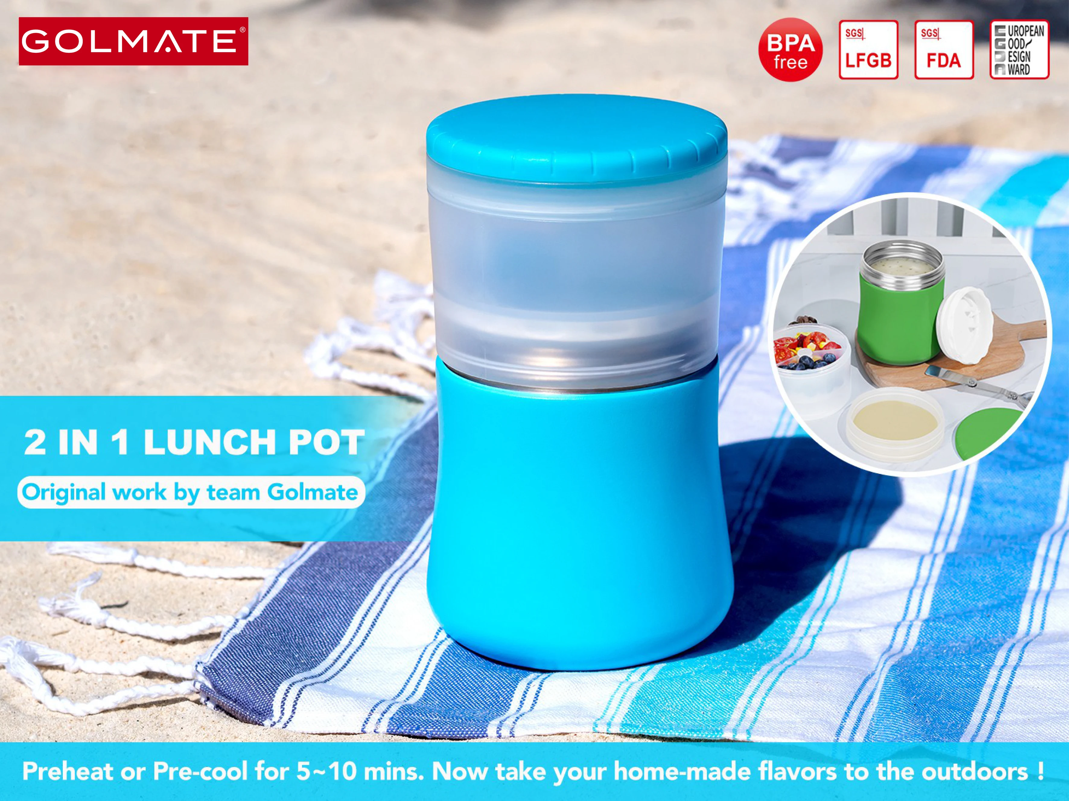 2 in 1 Yogurt & Lunch Pot Hot & Cold Keeping 304 Stainless Steel Lunch Box